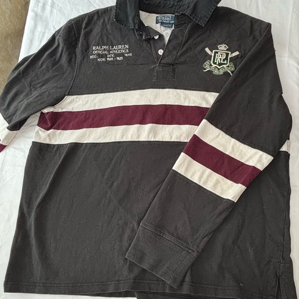 Polo by Ralph Lauren Men's Black and White Long Sleeve Shirt